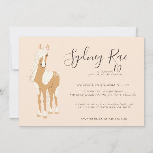 Tween Horseback Riding Party Invitation Kaart (Voorkant)