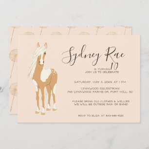 Tween Horseback Riding Party Invitation Kaart