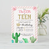 Tween naar tiener cactus boho verjaardag kaart (Staand voorkant)
