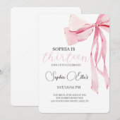 Tween Pink Bow 13e verjaardag | Coquette 13e geboo Kaart (Voorkant / Achterkant)