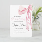 Tween Pink Bow 13e verjaardag | Coquette 13e geboo Kaart (Staand voorkant)