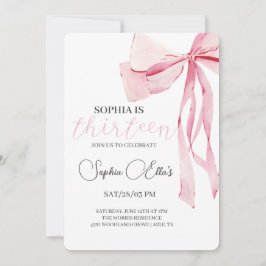 Tween Pink Bow 13e verjaardag | Coquette 13e geboo Kaart