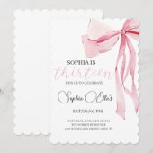 Tween Pink Bow 13e verjaardag | Coquette 13e geboo Kaart (Voorkant / Achterkant)