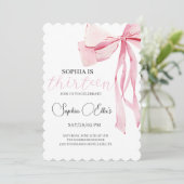 Tween Pink Bow 13e verjaardag | Coquette 13e geboo Kaart (Staand voorkant)