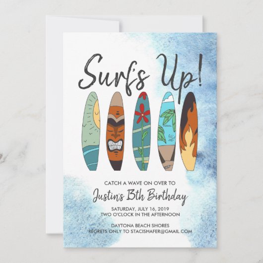 Tween Surfing Party Uitnodiging (Voorkant)