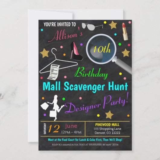 Tween Teen Birthday Party Invitation Kaart (Voorkant)