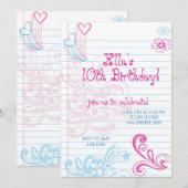 Tween Teenager Birthday Party Kaart (Voorkant / Achterkant)