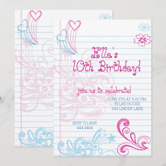 Tween Teenager Birthday Party Kaart (Voorkant / Achterkant)