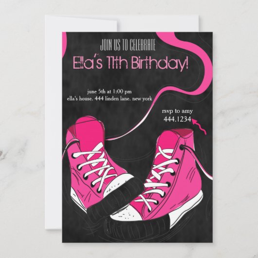 Tween Teenager Cool Sneaker Birthday Invitations Kaart (Voorkant)
