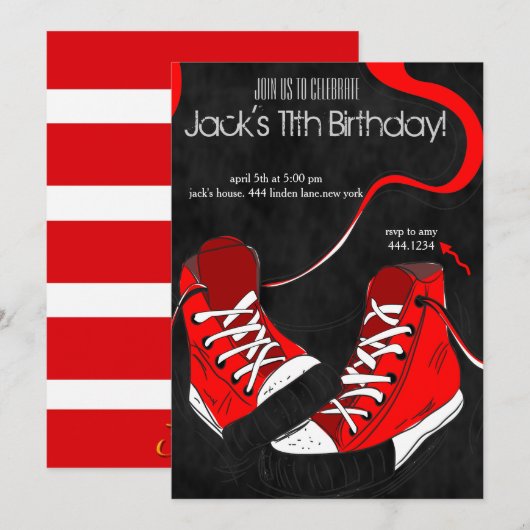 Tween Teenager Cool Sneaker Verjaardag Uitnodiging (Voorkant / Achterkant)