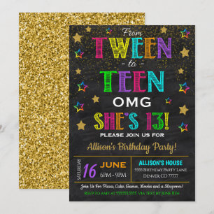 Tween to Teen Birthday Party Invitation Kaart