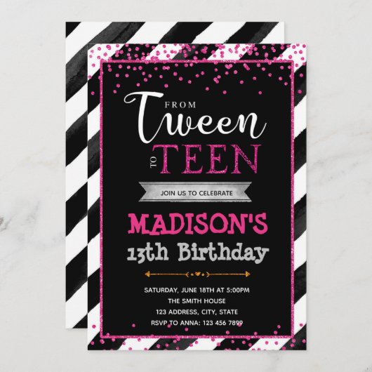 Tween tot tienjarig feest uitnodiging (Voorkant / Achterkant)