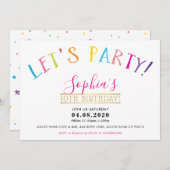 TWEEN VERJAARDAGSFEEST heldere kleuren laten we fe Kaart (Voorkant / Achterkant)