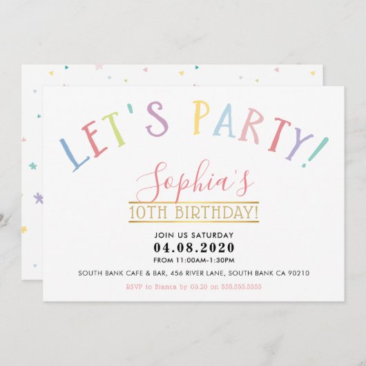 TWEEN VERJAARDAGSFEEST pastelkleuren laten we fees Kaart (Voorkant / Achterkant)