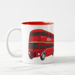 Tweepaardige bus cartoon illustratie tweekleurige koffiemok