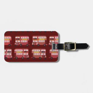 Tweepakkersbuspatroon Cute Art-stijl Bagagelabel