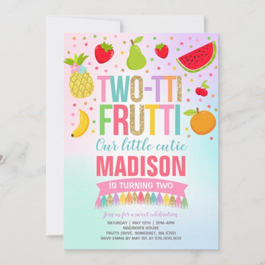 Tweepartijenuitnodiging 2e verjaardag kaart (Voorkant)