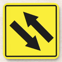 Tweerichtings verkeersteken hard plastiek Onderzet