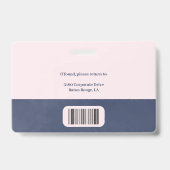 Tweerichtingskleurenstijl marine droog blauwe naam badge (Back)