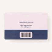 Tweerichtingskleurenstijl marine droog blauwe naam badge (Achterkant)