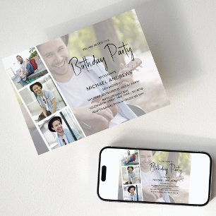 Tweeslachtig   Fotocollage   Verjaardagsuitnodigin Kaart