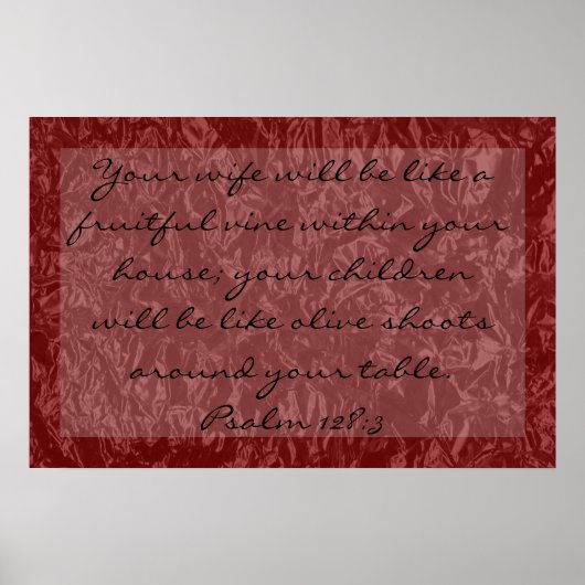 tweeslachtig versum over familie Psalm 128:3 Poster (Voorkant)