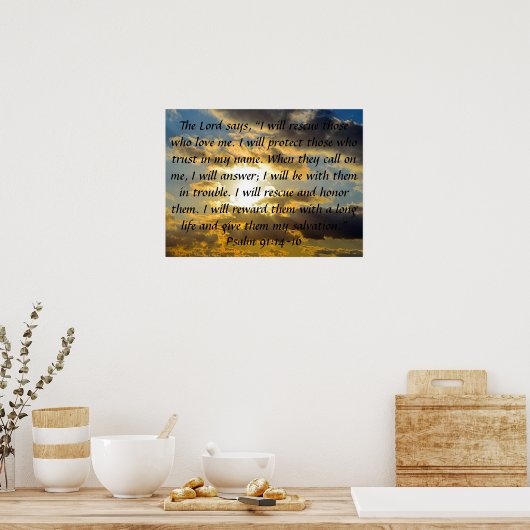 tweeslachtige psalm 91:14-16 poster (Keuken)