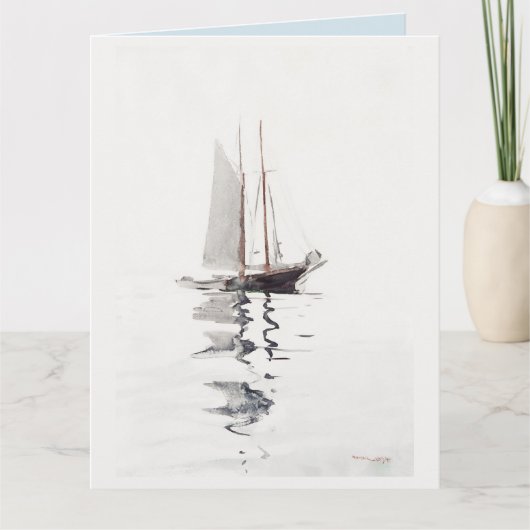 Tweesmasted Schooner met Dory door Winslow Homer Bedankkaart (Voorkant)