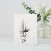 Tweesmasted Schooner met Dory door Winslow Homer Briefkaart (Staand voorkant)