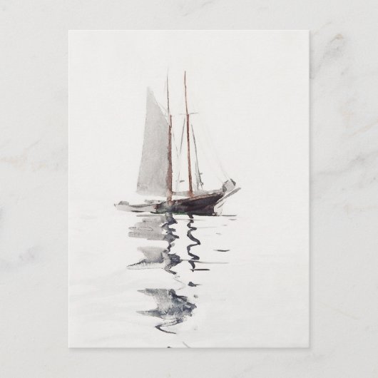Tweesmasted Schooner met Dory door Winslow Homer Briefkaart (Voorkant)