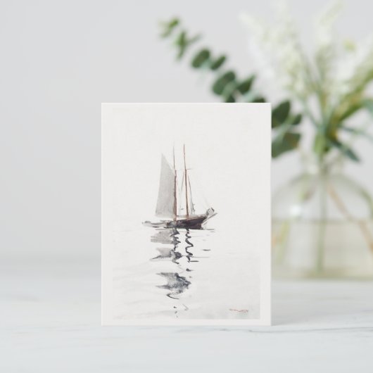 Tweesmasted Schooner met Dory door Winslow Homer Briefkaart (Staand voorkant)