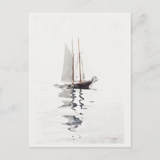 Tweesmasted Schooner met Dory door Winslow Homer Briefkaart (Voorkant)