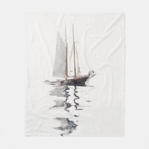 Tweesmasted Schooner met Dory door Winslow Homer Fleece Deken
