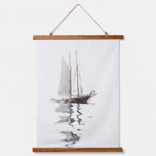 Tweesmasted Schooner met Dory door Winslow Homer Hangend Wandkleed