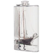 Tweesmasted Schooner met Dory door Winslow Homer Heupfles (Links)