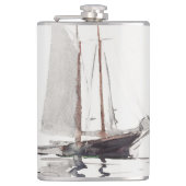 Tweesmasted Schooner met Dory door Winslow Homer Heupfles (Voorkant)