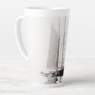 Tweesmasted Schooner met Dory door Winslow Homer Latte Mok