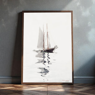 Tweesmasted Schooner met Dory door Winslow Homer Poster