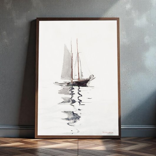 Tweesmasted Schooner met Dory door Winslow Homer Poster