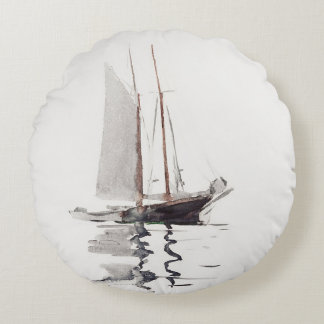 Tweesmasted Schooner met Dory door Winslow Homer Rond Kussen