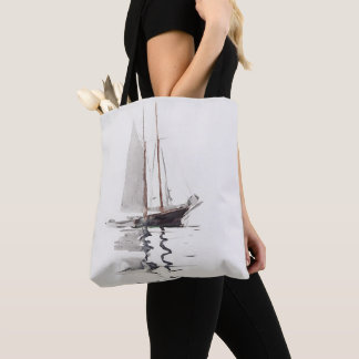 Tweesmasted Schooner met Dory door Winslow Homer Tote Bag