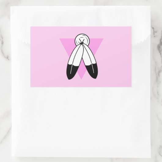 Tweespiraalroze driehoekmarkering rechthoekige sticker (Tas)