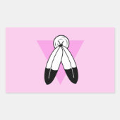 Tweespiraalroze driehoekmarkering rechthoekige sticker (Voorkant)