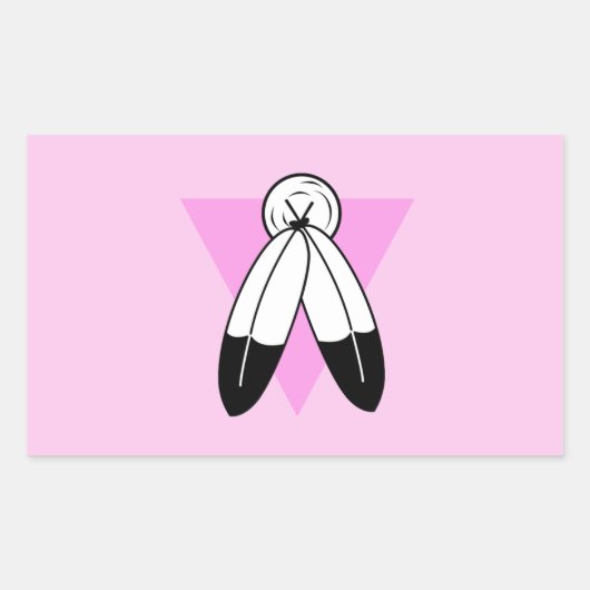 Tweespiraalroze driehoekmarkering rechthoekige sticker (Voorkant)