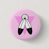 Tweespiraalroze driehoekmarkering ronde button 3,2 cm (Voorkant)