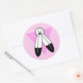 Tweespiraalroze driehoekmarkering ronde sticker (Envelop)