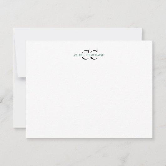 Tweestellige monogram koppel initials trouwen groe notitiekaartje (Voorkant)