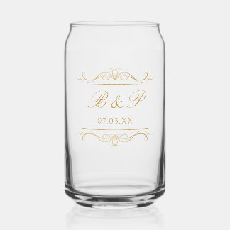 Tweesterrenmonogram Moderne Elegante Gouden Swirl Blikvorm Glas