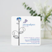 Tweet Bird Blue Bloom Stippen Tree Baby shower Kaart (Staand voorkant)