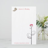 Tweet Bird Cute Whimsical Baby shower Stationery Briefpapier (Staand voorkant)